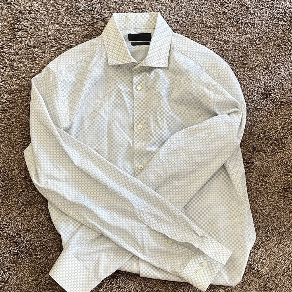 Calvin Klein Light Gray Micro-Hex Dress Shirt